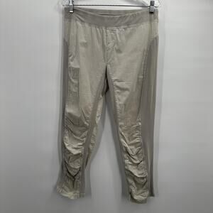 XCVI Wearables Pants Womens Medium Tan Ruched Stretch Pull On Comfort Cropped